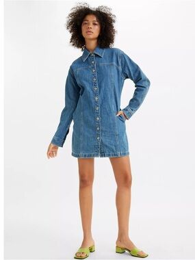 Levi's Shay Blue Denim Button-Front Mini Dress